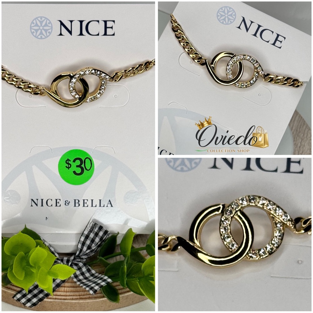 Gold and Silver Interlocking Circle Bracelet - image 1